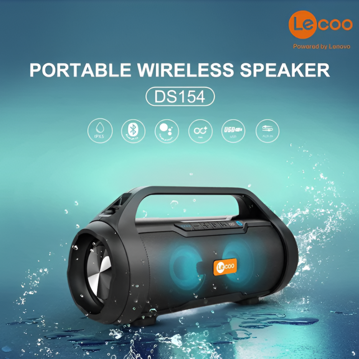 Parlante Portatil Lenovo Leco DS154 Bluetooth Retroiluminado