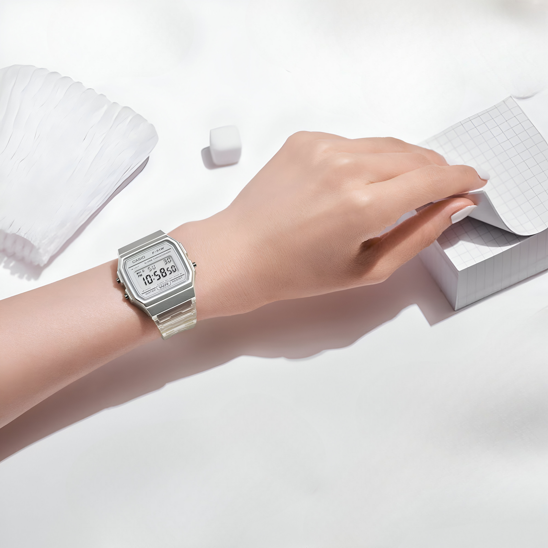 Reloj Digital Casio Mujer Silver F-91WS-7DF