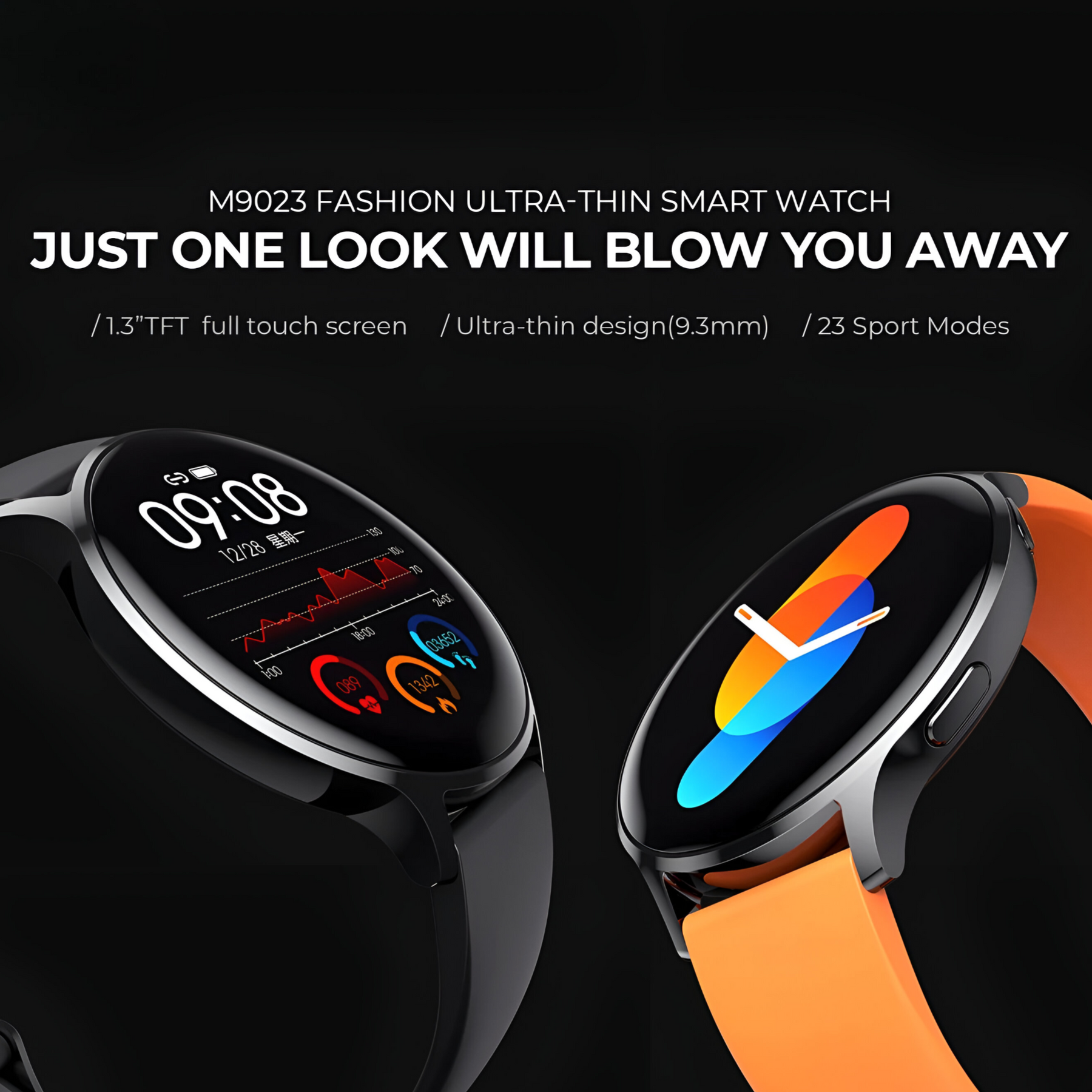 Smartwatch Deportivo Ultra Fino WaterProof +23 Funciones BLK