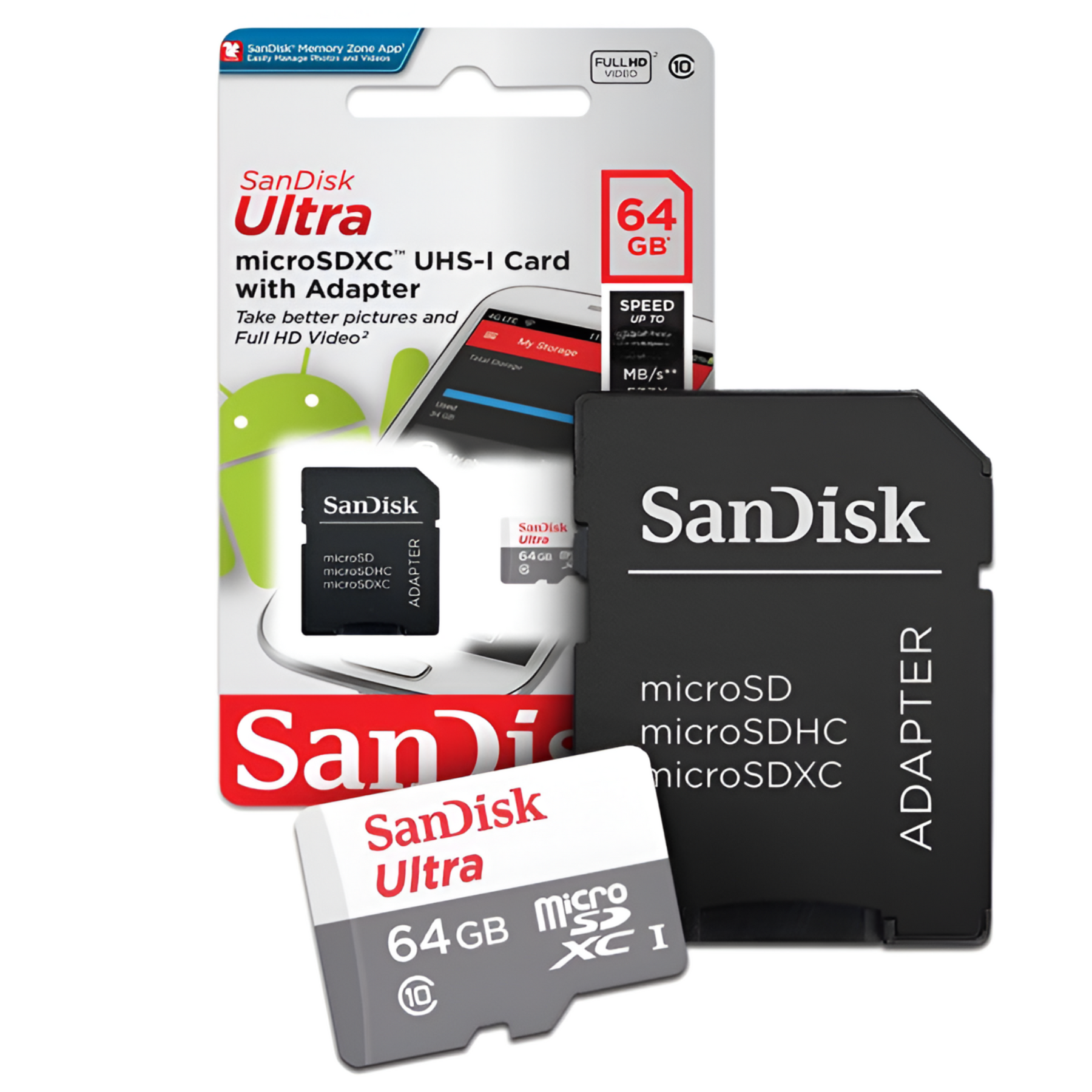 Memoria Micro SD SanDisk 64 GB Clase 10 High Speed 100 Mbps