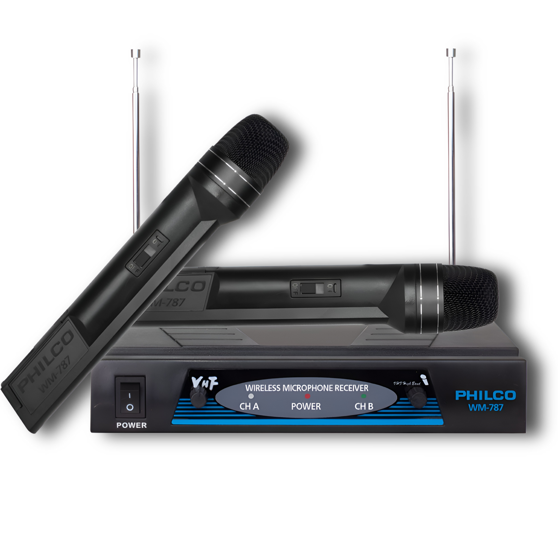 Pack de 2 Micrófonos Inalámbricos VHF PRO WM-787 Audio HD