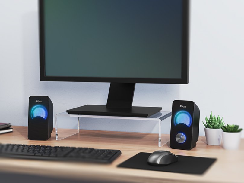 Parlantes USB con Luces RGB de 12W de Escritorio Trust Arys