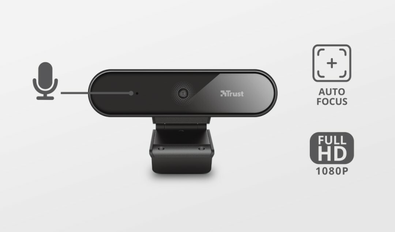 Webcam Profesional Full HD Trust Tyro con Mic y Auto Focus
