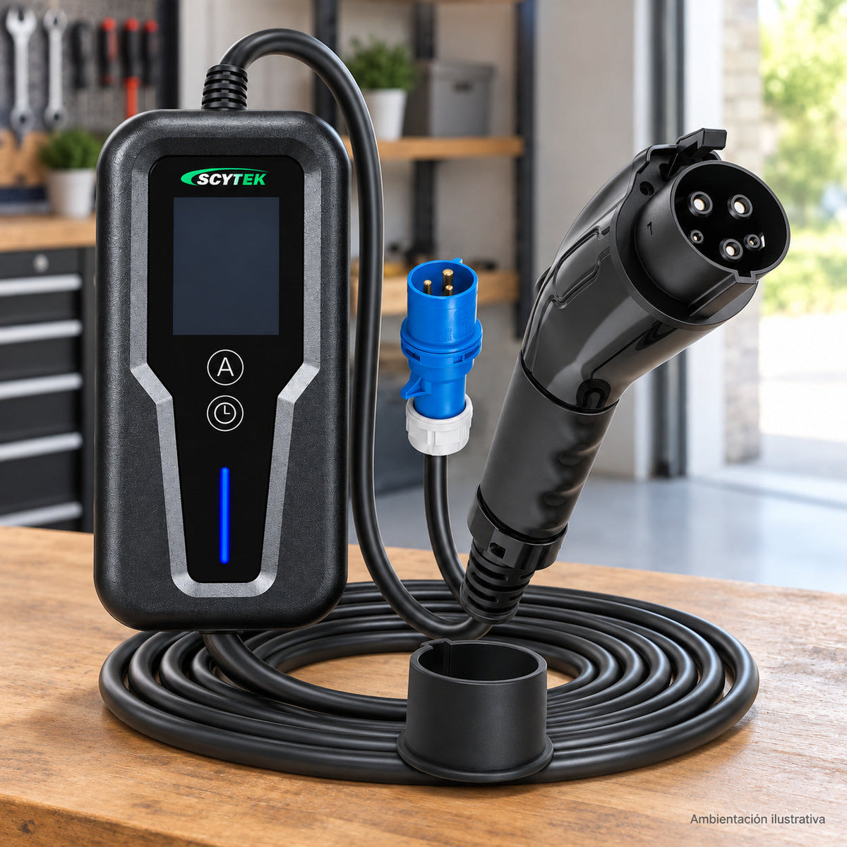 Cargador Auto Eléctrico Portátil Tipo 1 7kW 32A