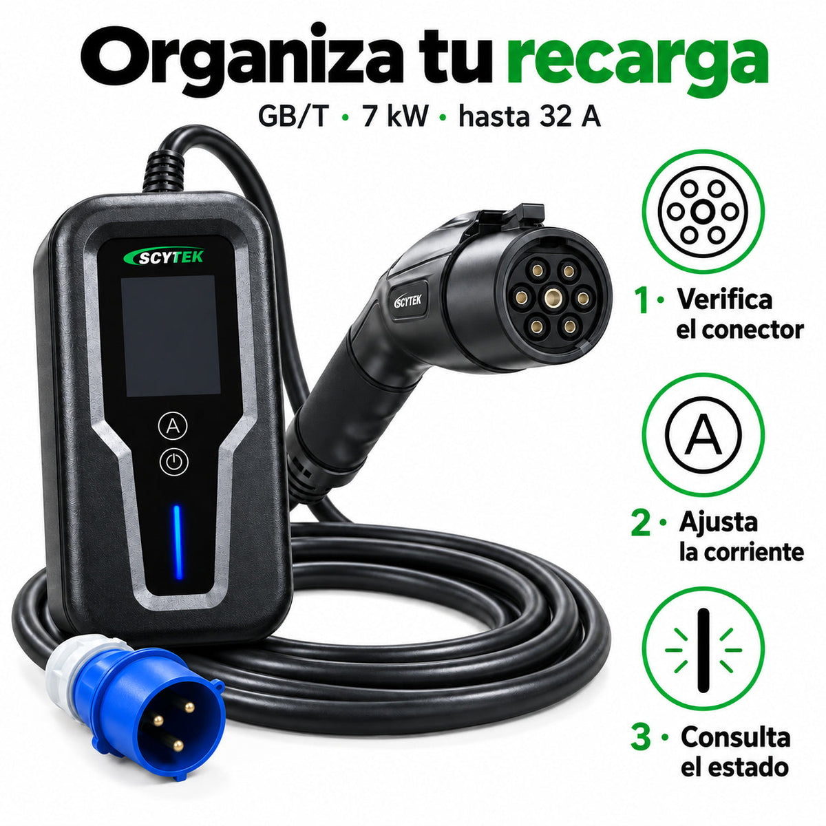 Cargador Auto Eléctrico Portátil GB/T 7kW 32A