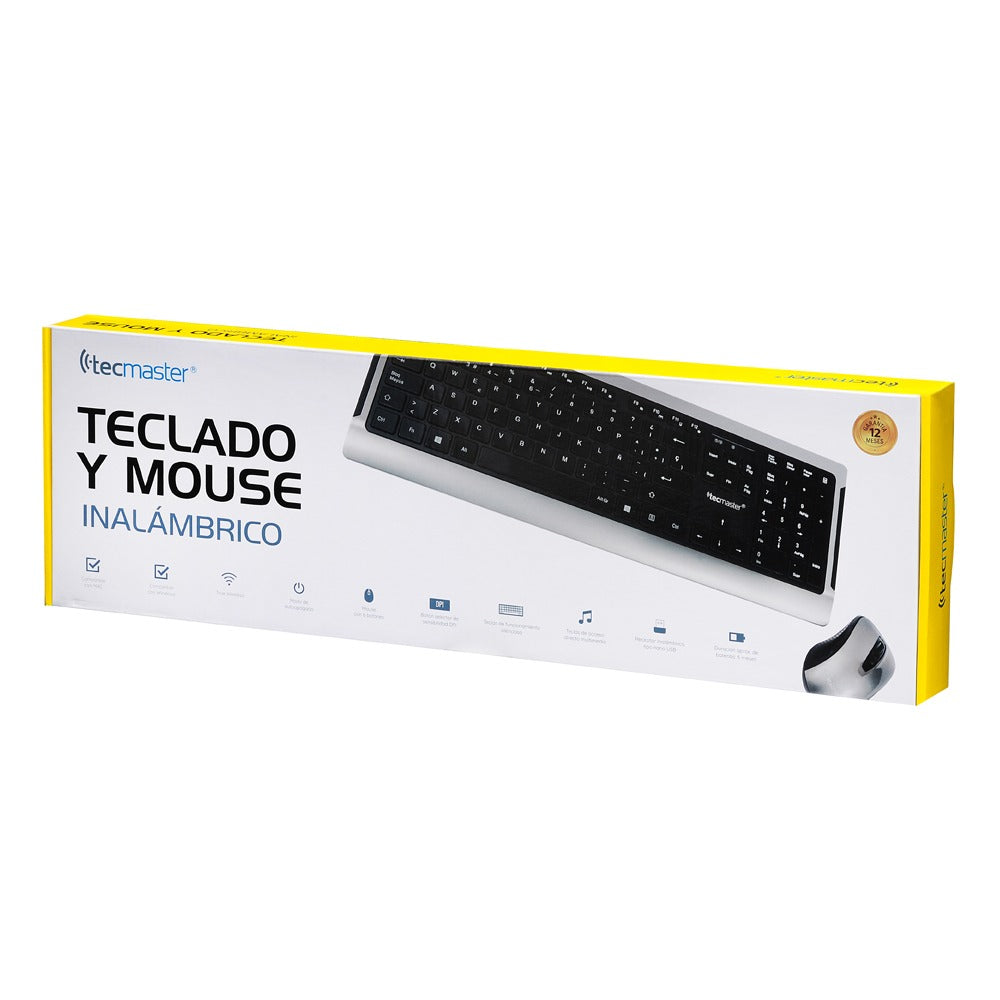 Teclado y Mouse Inalambrico Teclas Planas Tecmaster LD100