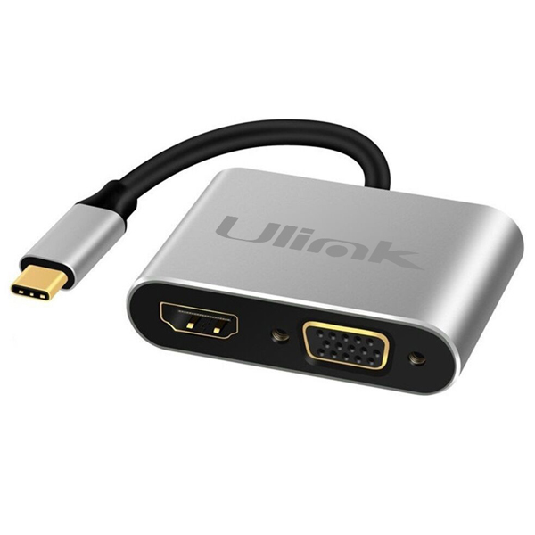Hub Adaptador 4 en 1 Type-C a HDMI 4K + VGA + USB 3.0+ USB C
