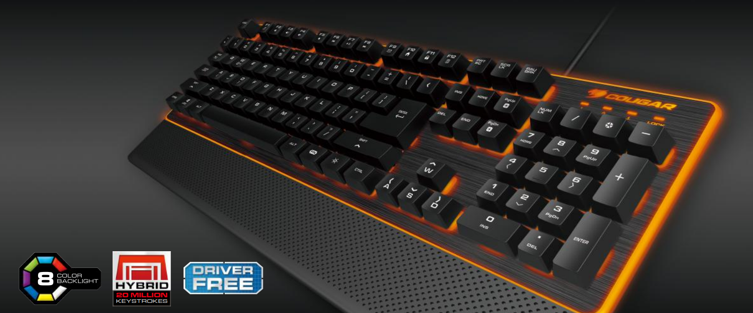 Teclado Cougar Core RGB Hybrid Anti-Ghosting Semi Mecanico