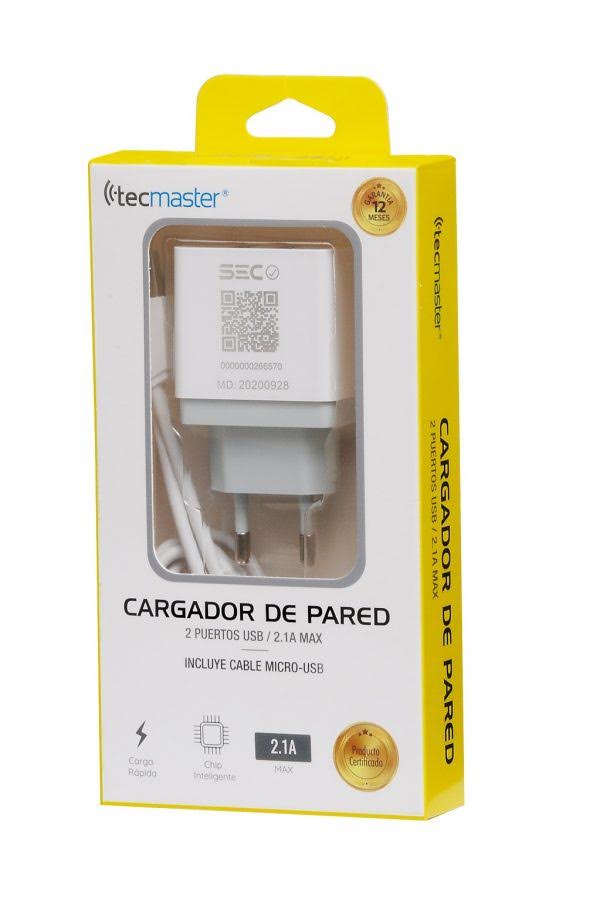 CARGADOR PARED TECMASTER SEC MICRO USB TM-CH-WU2