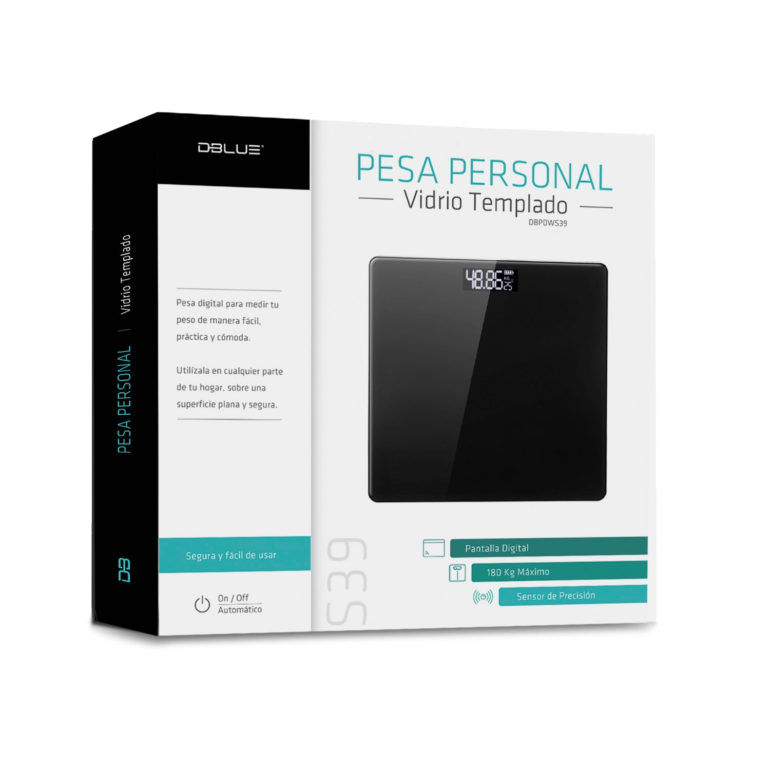 Bascula Digital de Vidrio Templado 180KG Max Black WS39BK