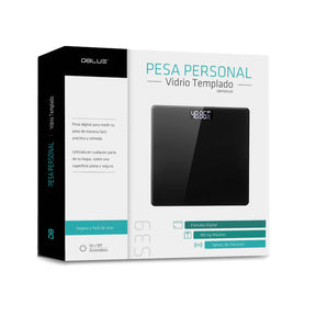 Bascula Digital de Vidrio Templado 180KG Max Black WS39BK