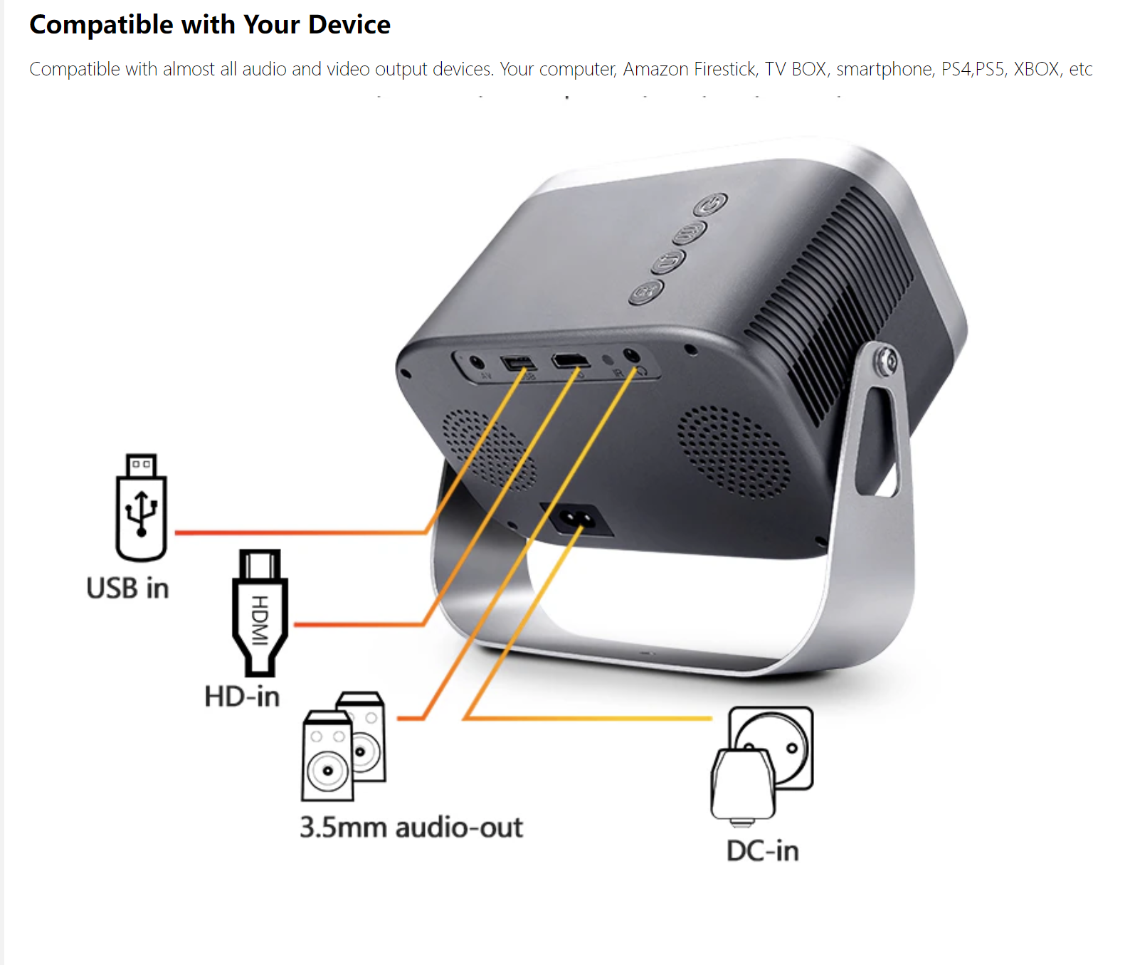Proyector Funfoox MY Android 9 + Miracast HD 150” LED 4500LM