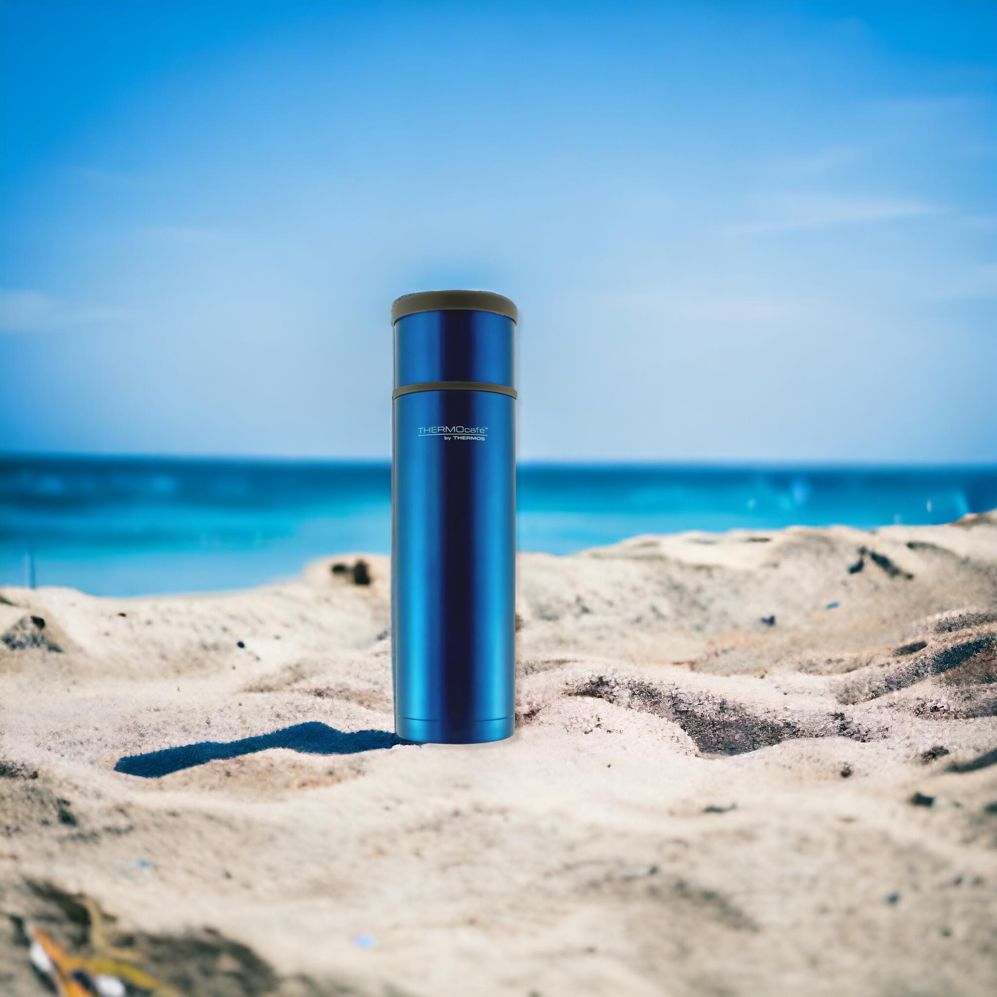 Termo Premium de Acero Inoxidable 0.5L Azul Metalizado 12H/24H