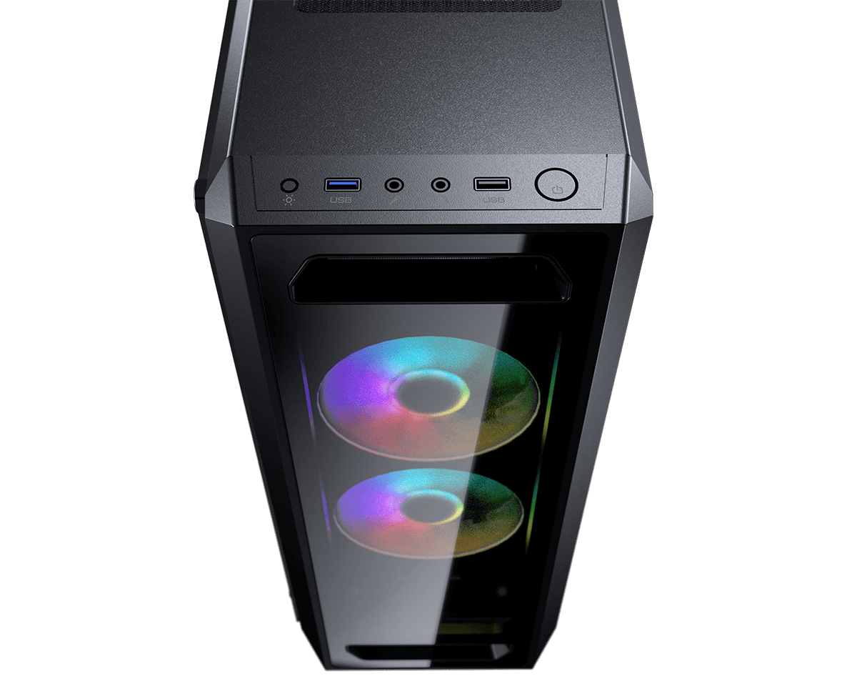 Gabinete Gamer Cougar MX-350 Vidrio Templado + 2 Cooler ARGB