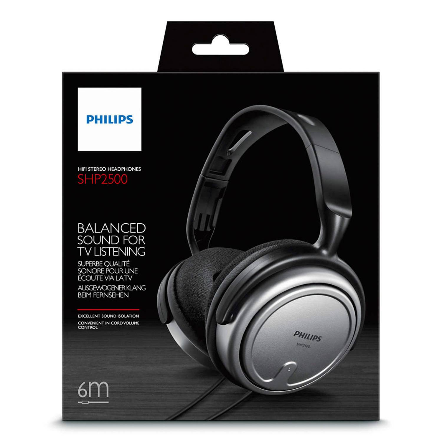 Audífonos Philips de 6 Metros Especial para TV 3.5mm SHP2500