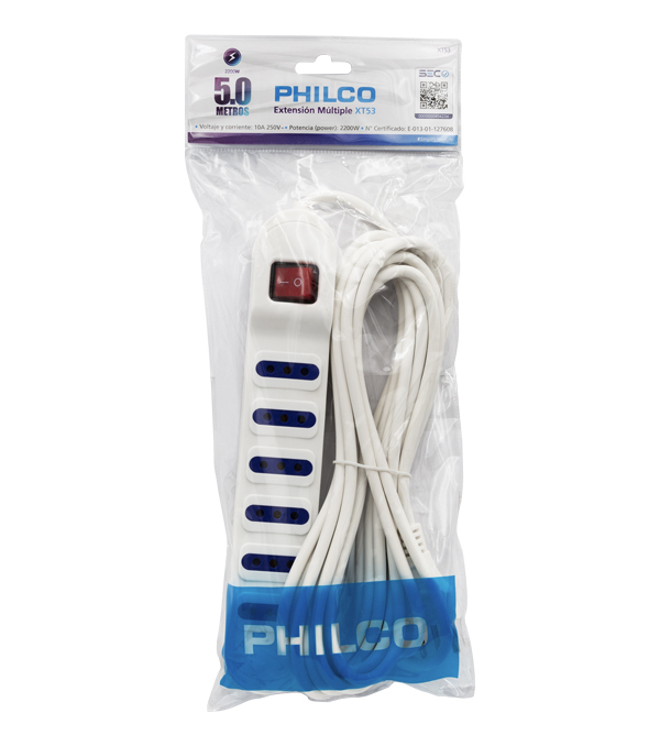 Extensión Eléctrica Zapatilla de 6 Salidas de 5MT SEC XT53