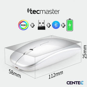 Mouse Inalámbrico Dual Bluetooth + USB 2G Recargable RGB BK