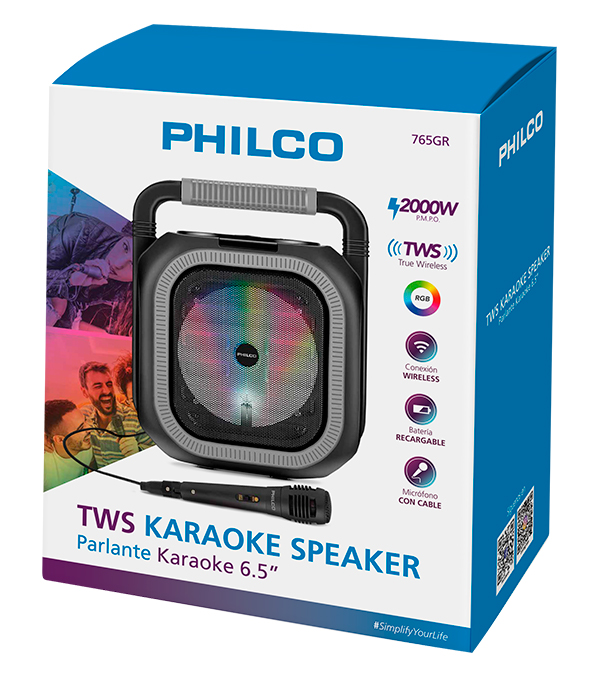 Parlante Karaoke RGB Bluetooth + Microfono + Radio FM 765GR