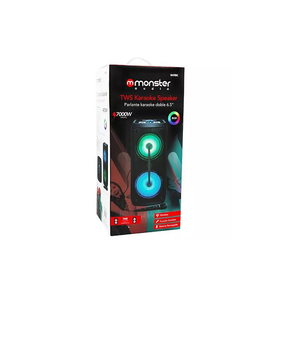 Parlante Karaoke RGB TWS Bluetooth Monster Audio 849BK