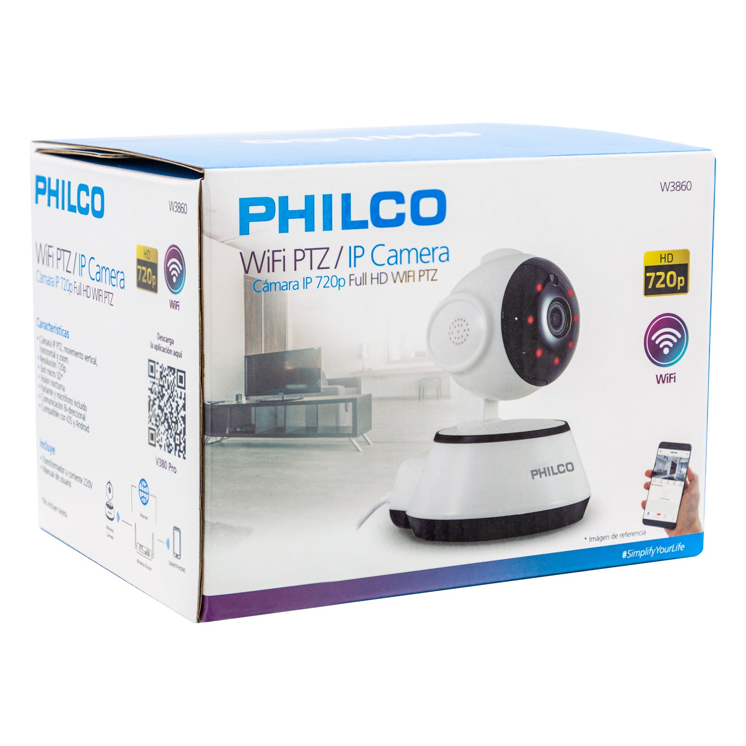 Camara Wifi Rotatoria 360° HD Robotica PTZ Interior W3860