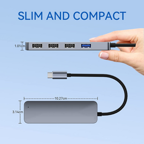 Hub USB-C 3.0 High Speed 5 Gbps Aluminium Flat 4 Puertos USB