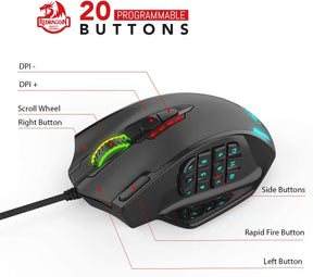 Mouse Gamer Redragon Impact Ergonomic 20 Botones