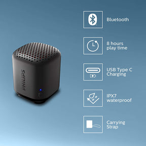 Parlante Bluetooth Philips Waterproof IPX7 8 Horas de Música