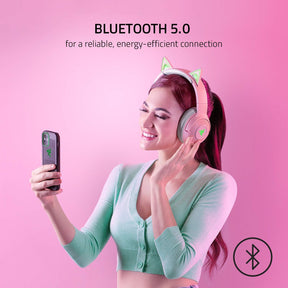 Audifonos Razer Rosado Kraken Bluetooth Kitty Gamer Edition