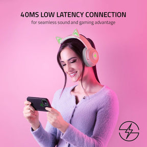 Audifonos Razer Rosado Kraken Bluetooth Kitty Gamer Edition