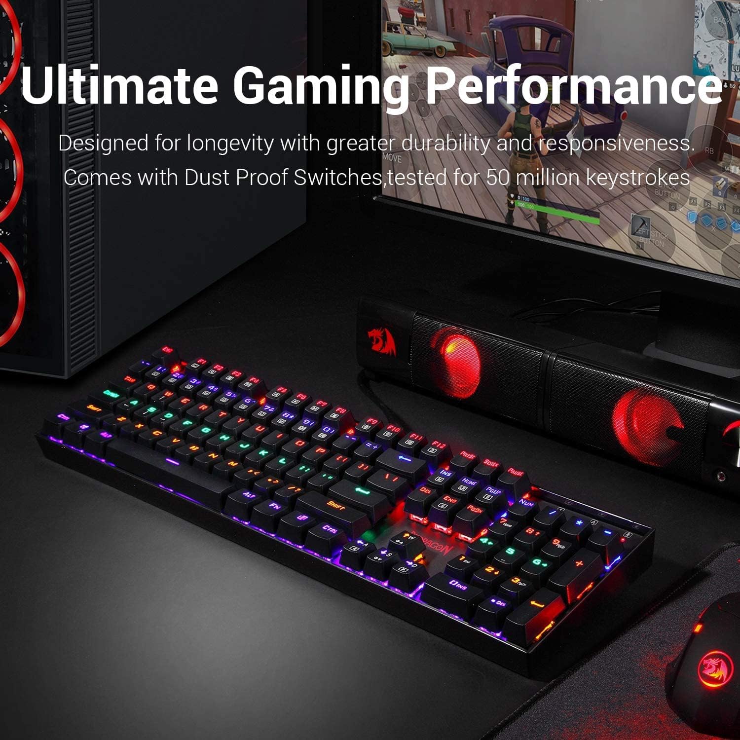 Teclado Gamer Mecanico Redragon Mitra Black RGB K551RGB
