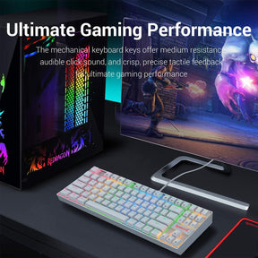 Teclado Gamer Redragon Mecanico Kumara Rgb K552W Pro Blanco