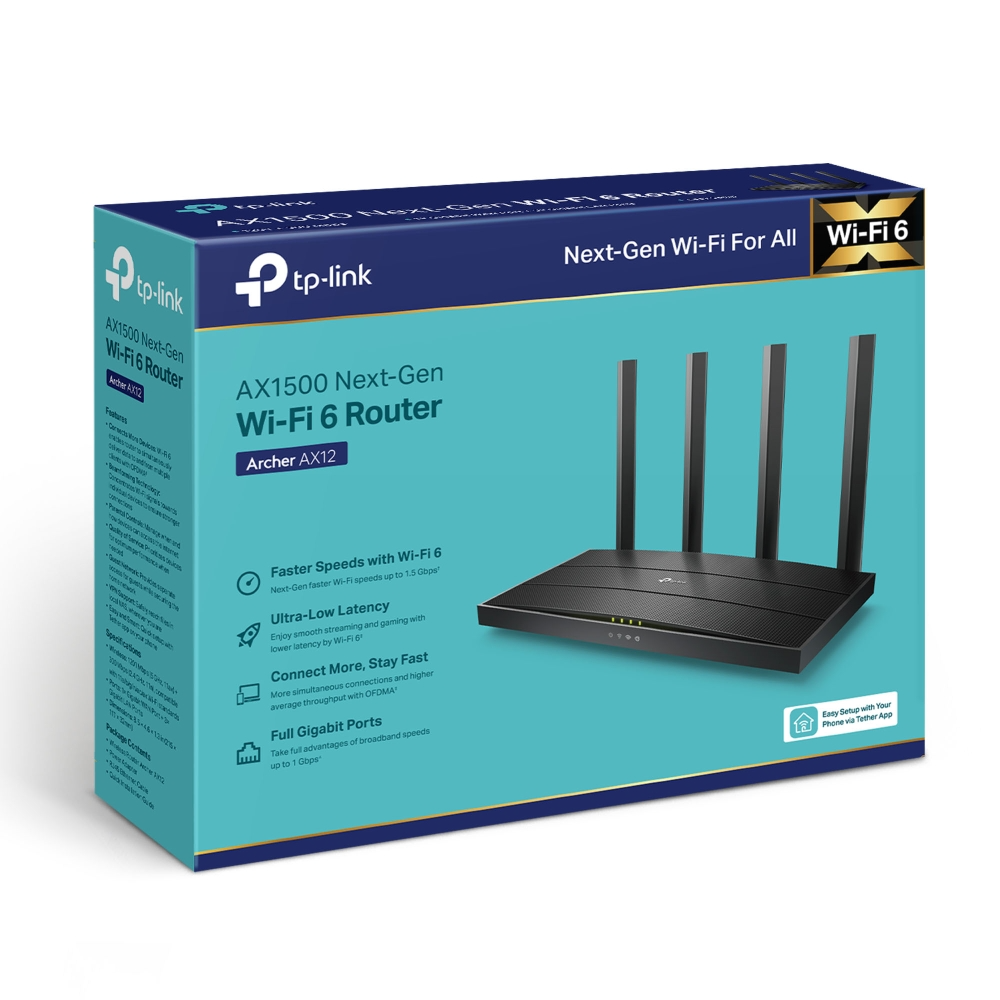 Router TP-Link Wifi 6 Dual Band Archer AX12 AX1500 Streaming