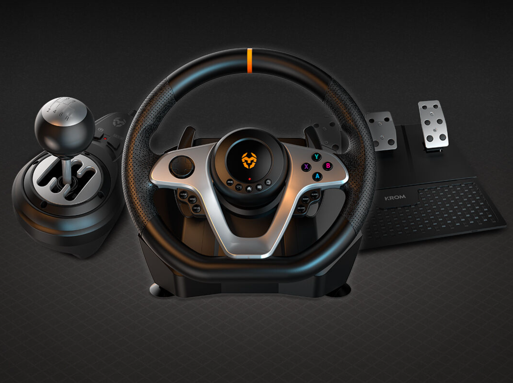 Kit Gaming Volante + Acelerador + P.Cambios Krom K-WHEEL PRO