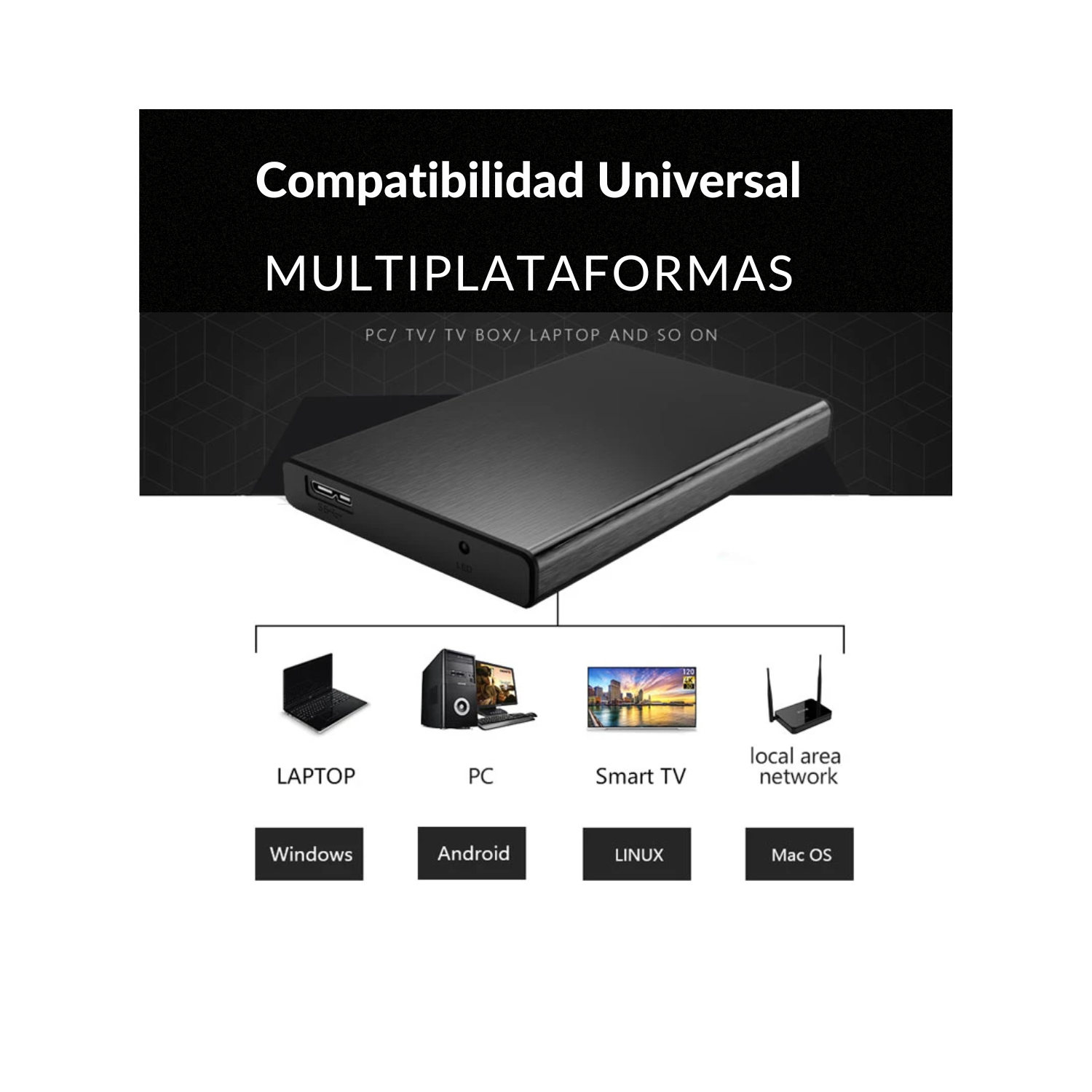 Case Cofre Para Discos SSD/HDD 2.5" Aluminium Usb 3.0 5Gbps