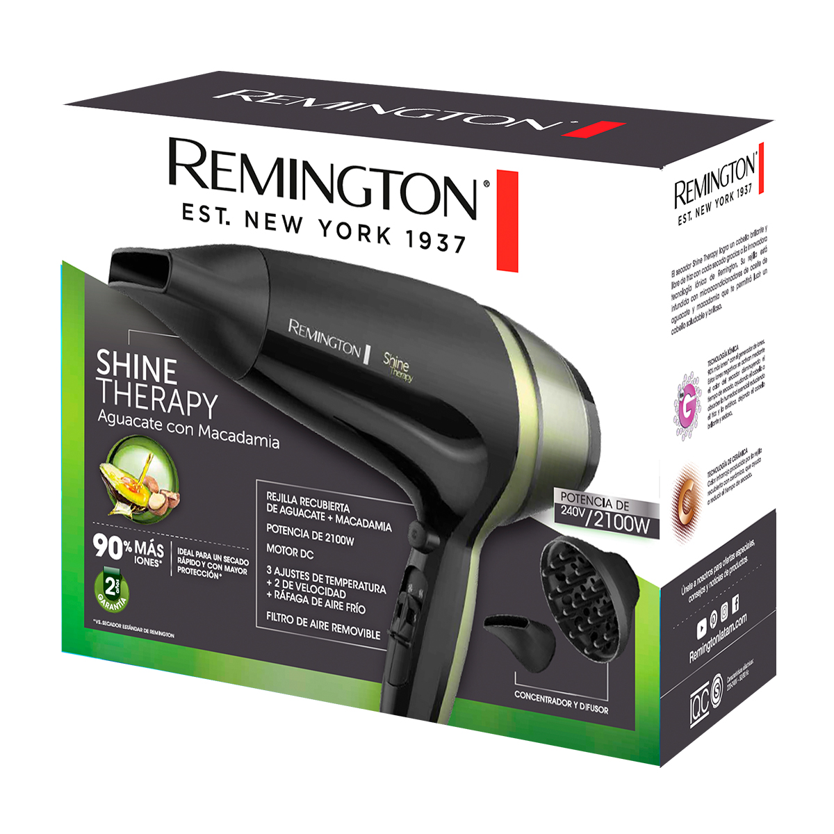 Secador de Pelo Remington Ionic PRO Shine Therapy D13A 2100W