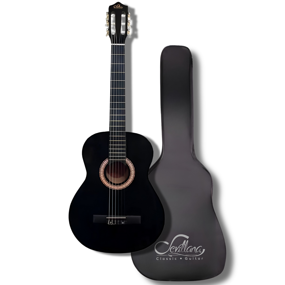 Guitarra Clásica Sevillana 39” Negro con Alma + Funda 8448