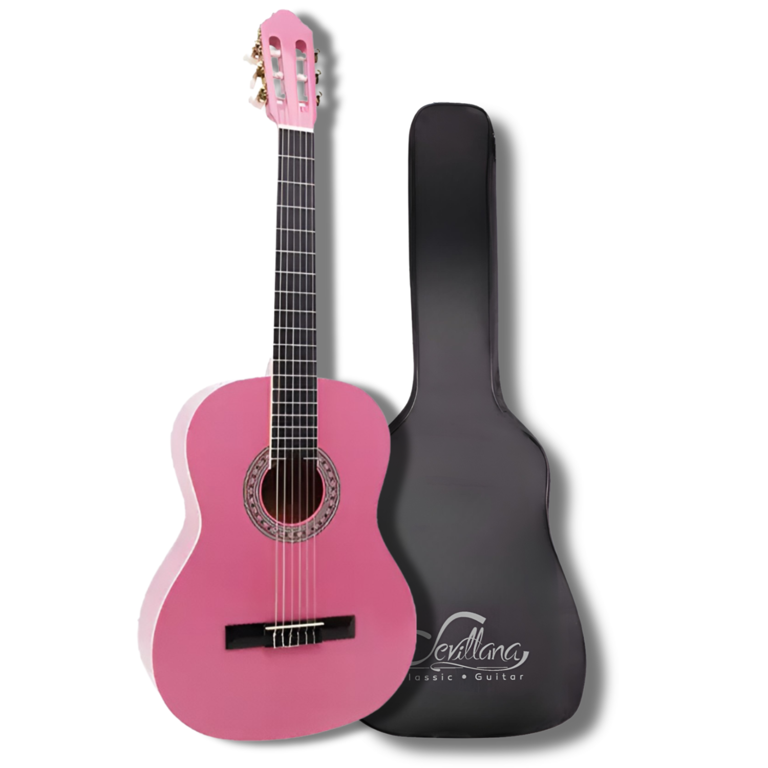 Guitarra Clásica Sevillana Rosada 39” Con Alma y Funda 8451