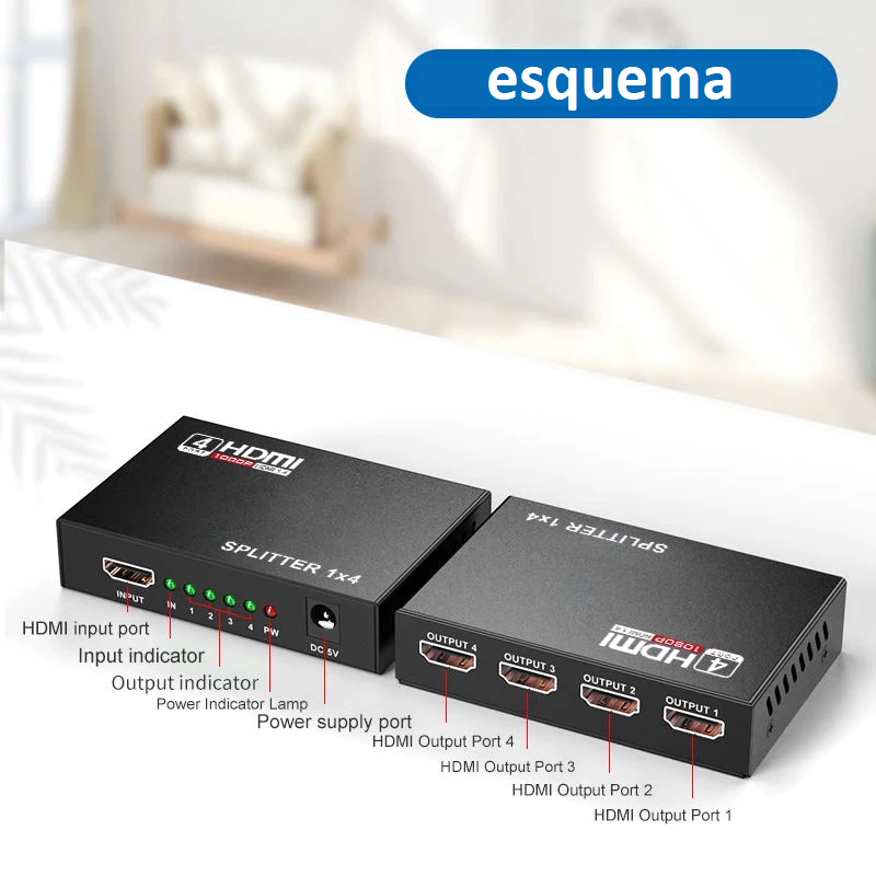 Spliter HDMI 4K 3D High Speed Pro de 4 Salidas Sin LAG HD04