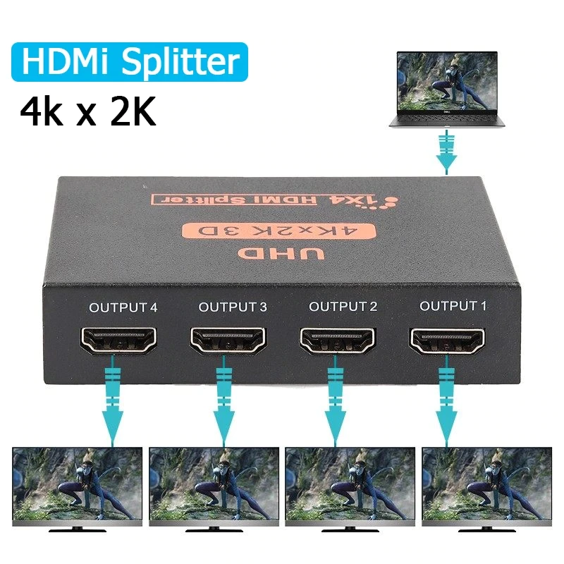 Spliter HDMI 4K 3D High Speed Pro de Salidas Sin LAG HD04