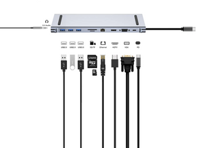 Hub Multipuerto Type-C (10en1) Profesional PD60W 4K Gigabyte