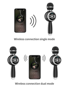 Micrófono Parlante Karaoke BT TWS con Luces Recargable Black