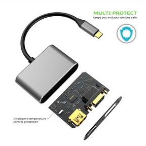 Hub Adaptador 4 en 1 Type-C a HDMI 4K + VGA + USB 3.0+ USB C