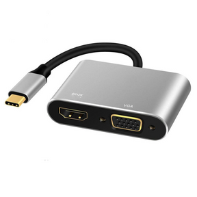 Hub Adaptador 4 en 1 Type-C a HDMI 4K + VGA + USB 3.0+ USB C