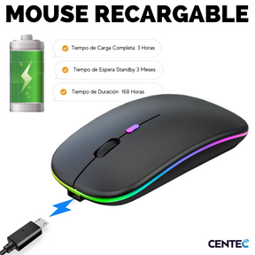 Mouse Inalámbrico Dual Bluetooth + USB 2G Recargable RGB BK