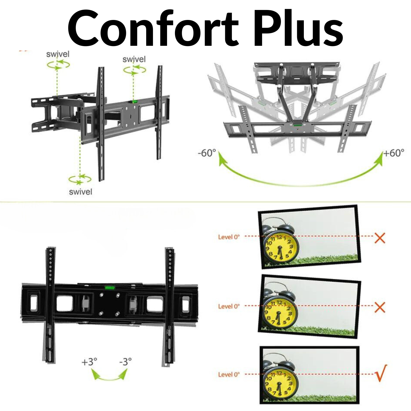 Soporte de TV Deluxe con Doble Brazo Reforzado de 37" A 70" 35KG