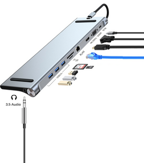 Hub Multipuerto Type-C (10en1) Profesional PD60W 4K Gigabyte