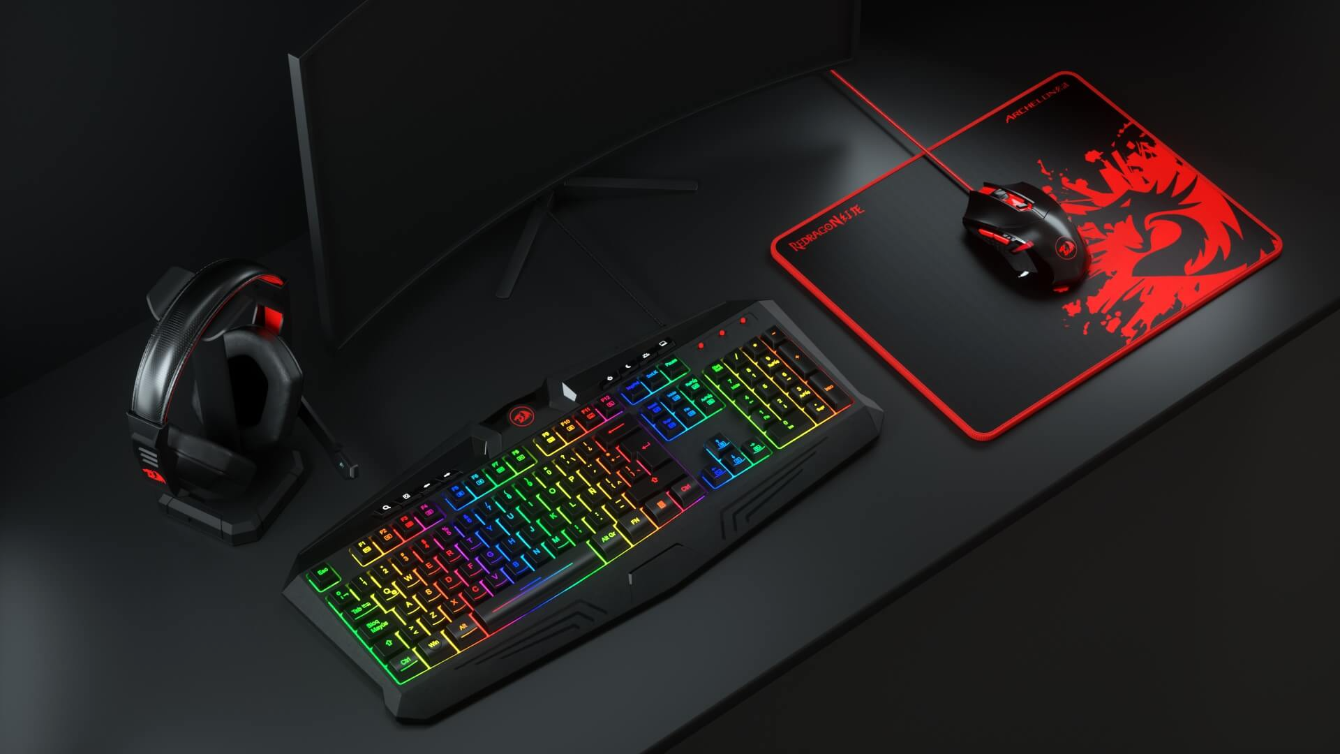 Kit Gamer Redragon Essentials 101 Mouse Teclado Audifono Pad