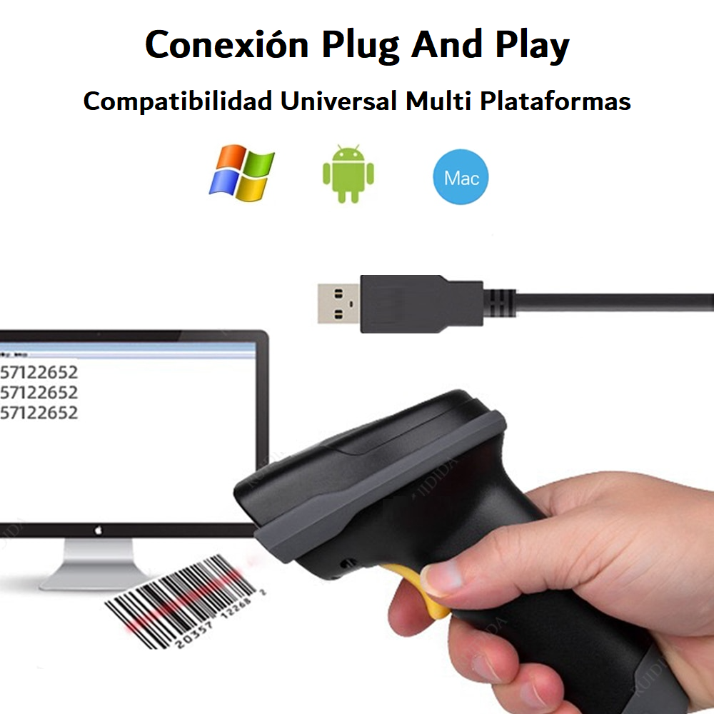Lector de Códigos de Barra Bluetooth CCD IP54 Utek UT-BSCBT8