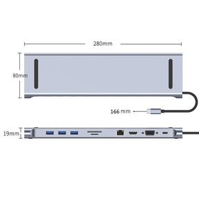 Hub Multipuerto Type-C (10en1) Profesional PD60W 4K Gigabyte
