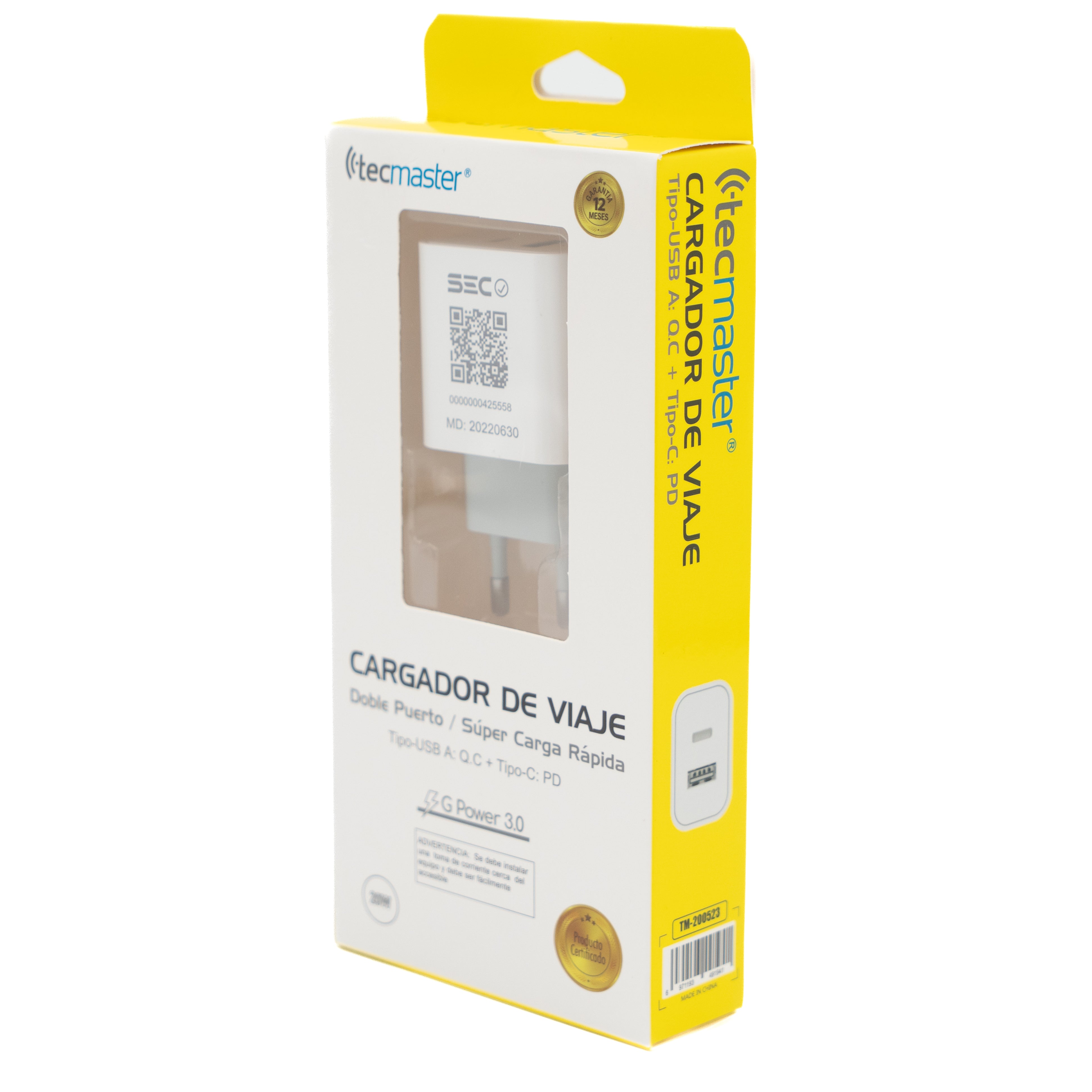 Cargador USB-C Power Delivery 20W + USB Quick Charge 3.0 20W